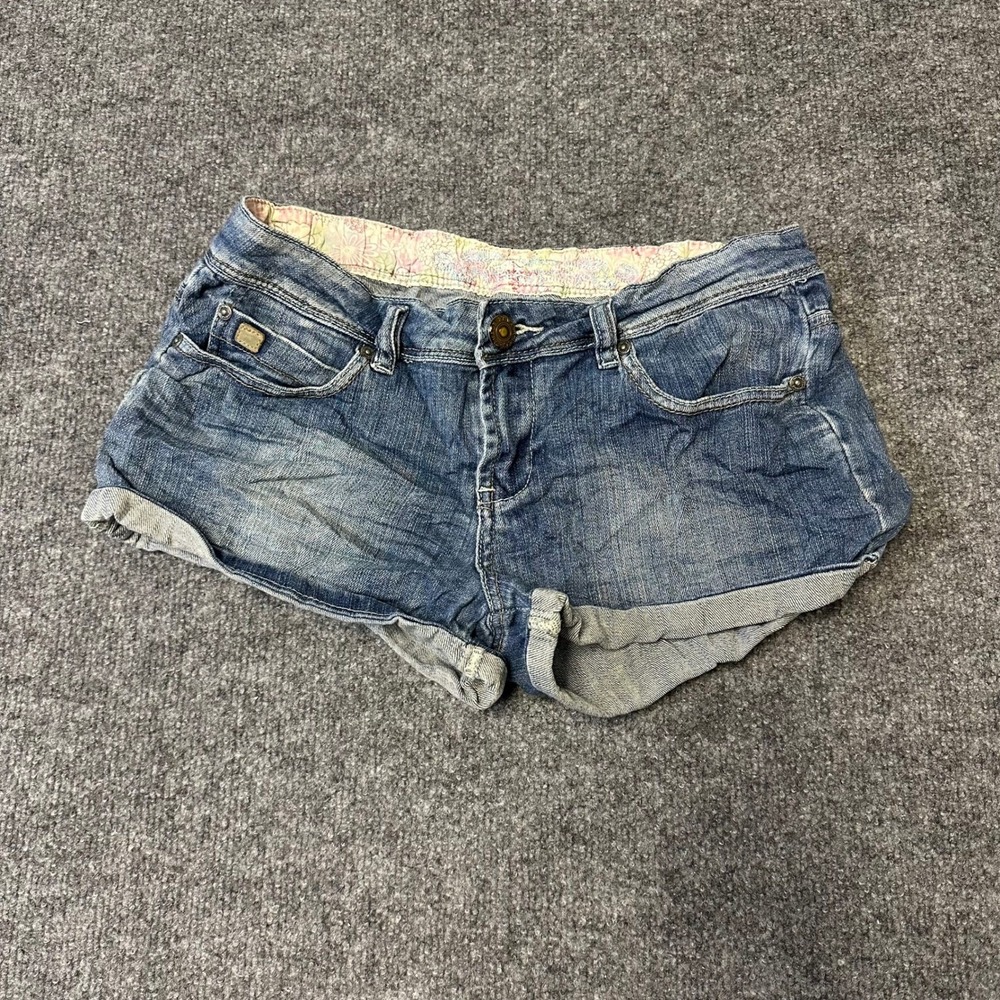 Wax Jean Shorts Womens Size M Blue Denim Low Rise Cuffed Stretch Y2K W10P438
